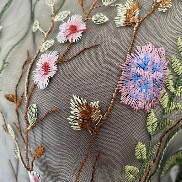 Runway Paris Floral Embroidery Mesh Top Black Size M - Picture 9 of 9